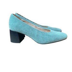 Anthropologie Corduroy Block Heels Green Sage size 39